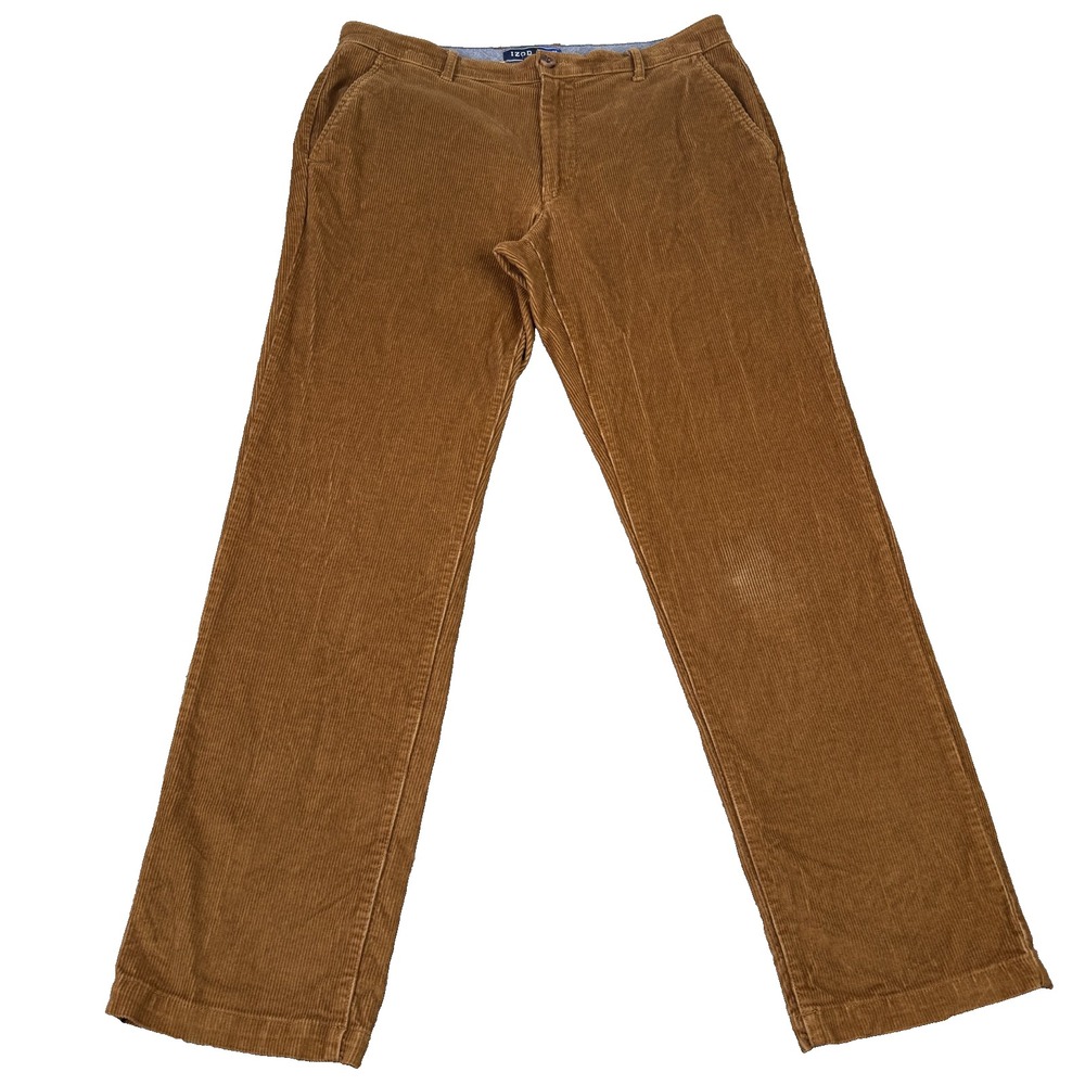 IZOD Corduroy Pants Mens 32x30 Brown Straight Stretch Chino Academia Collegiate